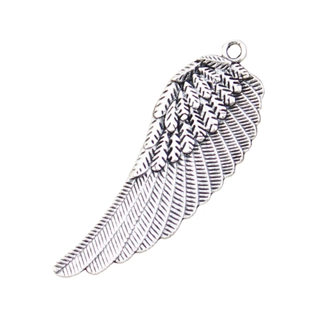 4 sztuki Charms anielskie skrzydła 55x19mm antyczne srebrne wisiorki wykonane ręcznie robiona tybetańska biżuteria