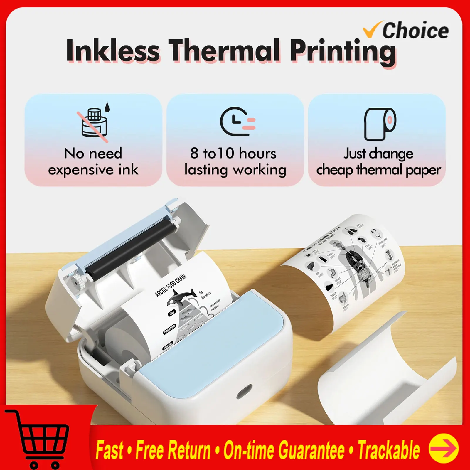 طابعة حرارية للملصقات مقاس 57 مم، طابعة جيب مقاس 2 بوصة، توصيل لاسلكي BT متوافق مع أندرويد لتطبيق IOS يدعم استلام الإيصالات