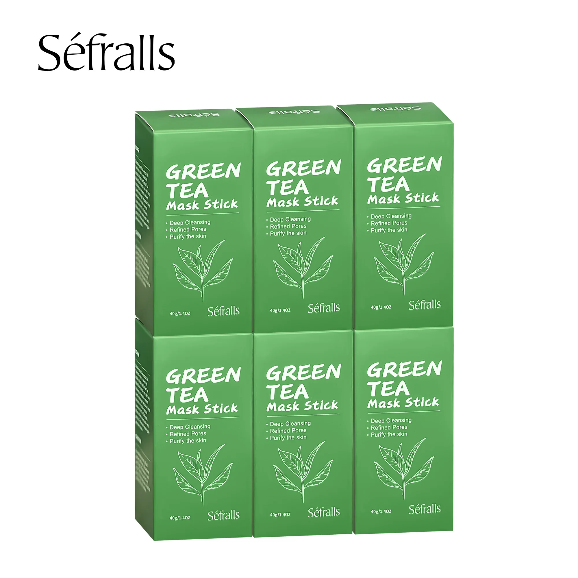 Séfralls Green Tea Mud Mask Stick 40g * 6pcs/set plant extract green tea extract deep pore cleaning texture mild daily skin care