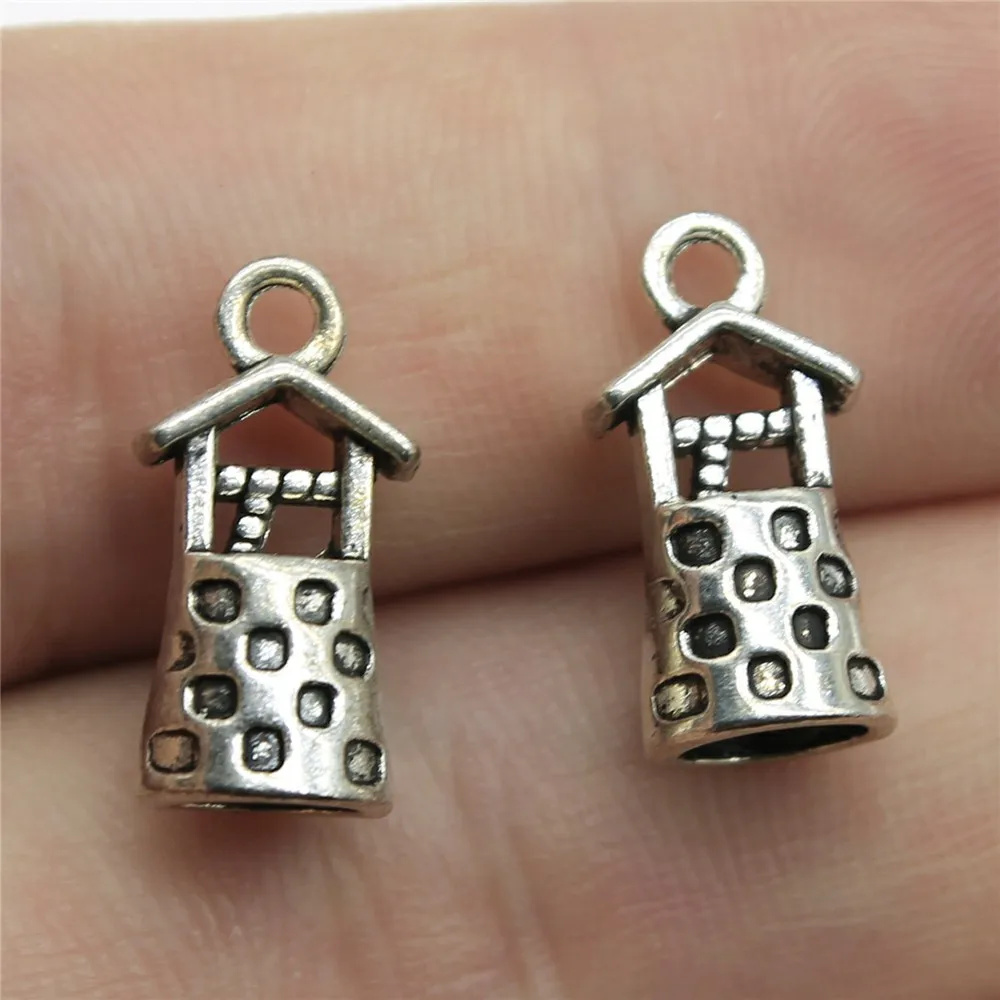 IFOCUS 10pcs/Lot 3D Vintage Well Charms For DIY Jewelry Making Zinc Alloy 17x9x8mm/0.67x0.35x0.31inch