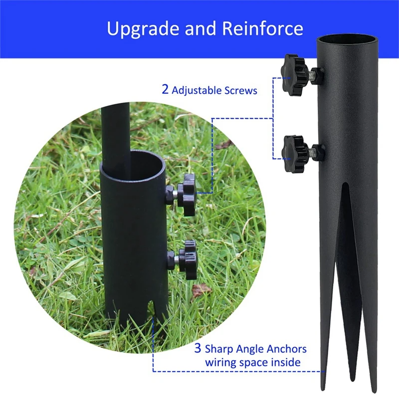 Estacas de acero para linterna, estacas de jardín para luces al aire libre, puntas de tierra negras, estacas de repuesto para luces solares, 4 unidades