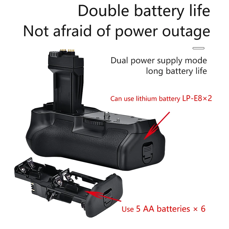 HQIX for Canon EOS 550D EOS 600D EOS 650D EOS 700D EOS T5i BG-E8 Camera Handle Battery Grip