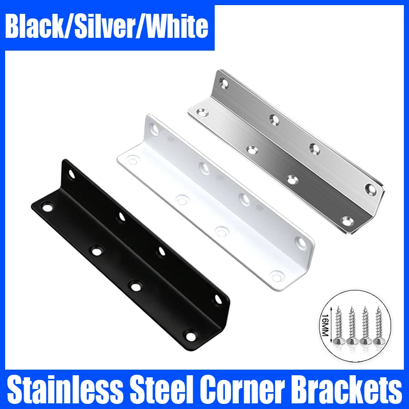 

4PC Stainless Steel Corner Brackets 90 Degree Angle Bracket Corner Brace Joint Bracket Fastener For Fixing Furniture Cabinet