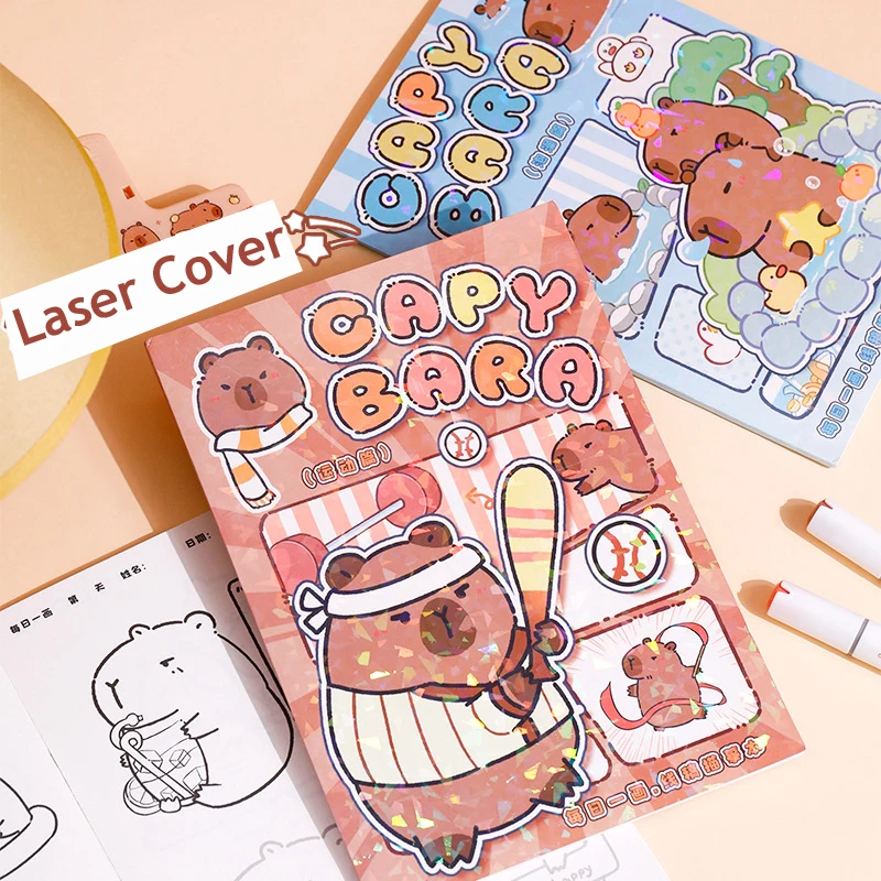 Imagem -06 - Kawaii Capivara Coloring Book Infantil Copiar Imagem Graffiti Sketchbook Desenho Notebook Art Supplies