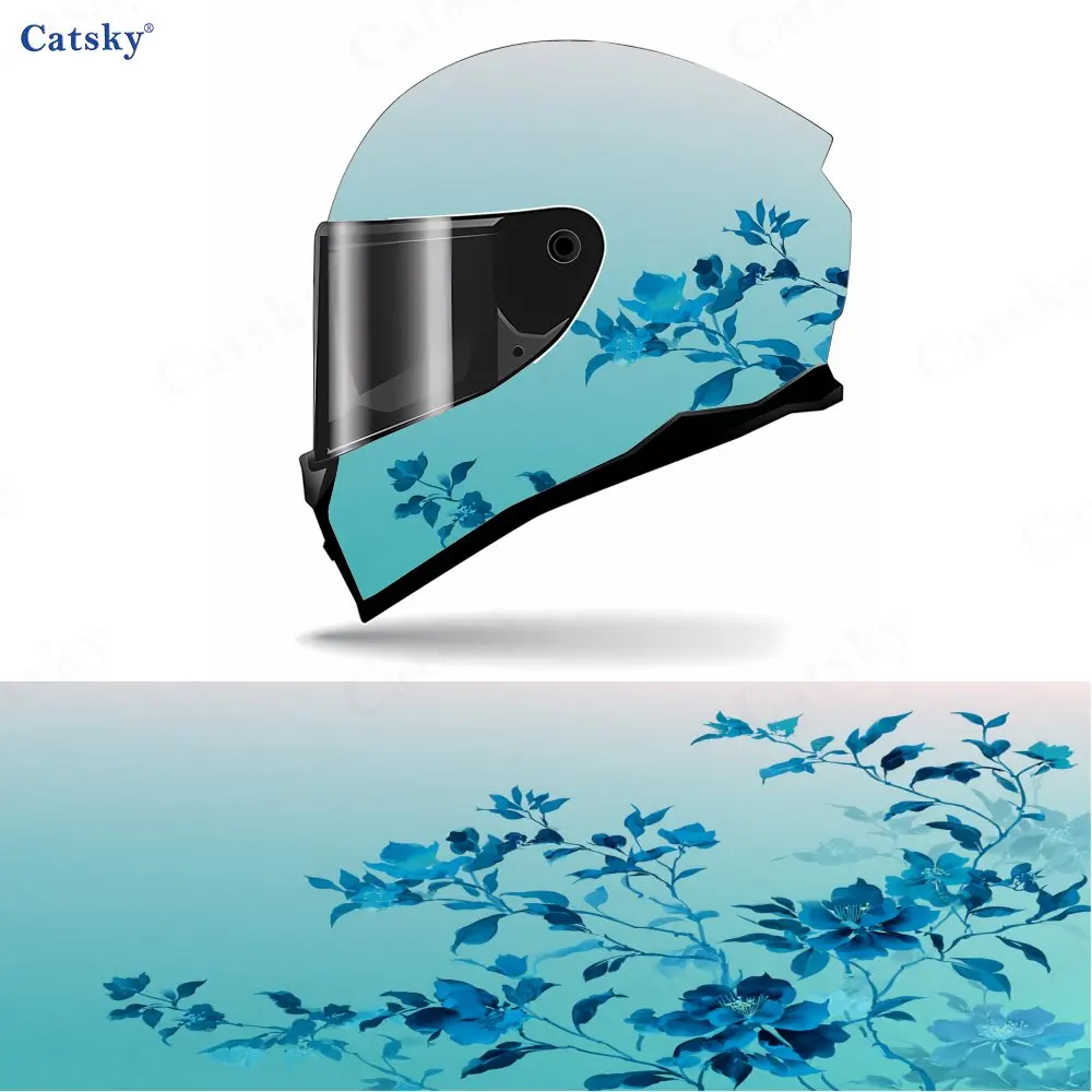 Adesivo para capacete de motocicleta, feito de PVC, autoadesivo, à prova d'água, com design de flores prontas para desabrochar. Adere firmemente e não