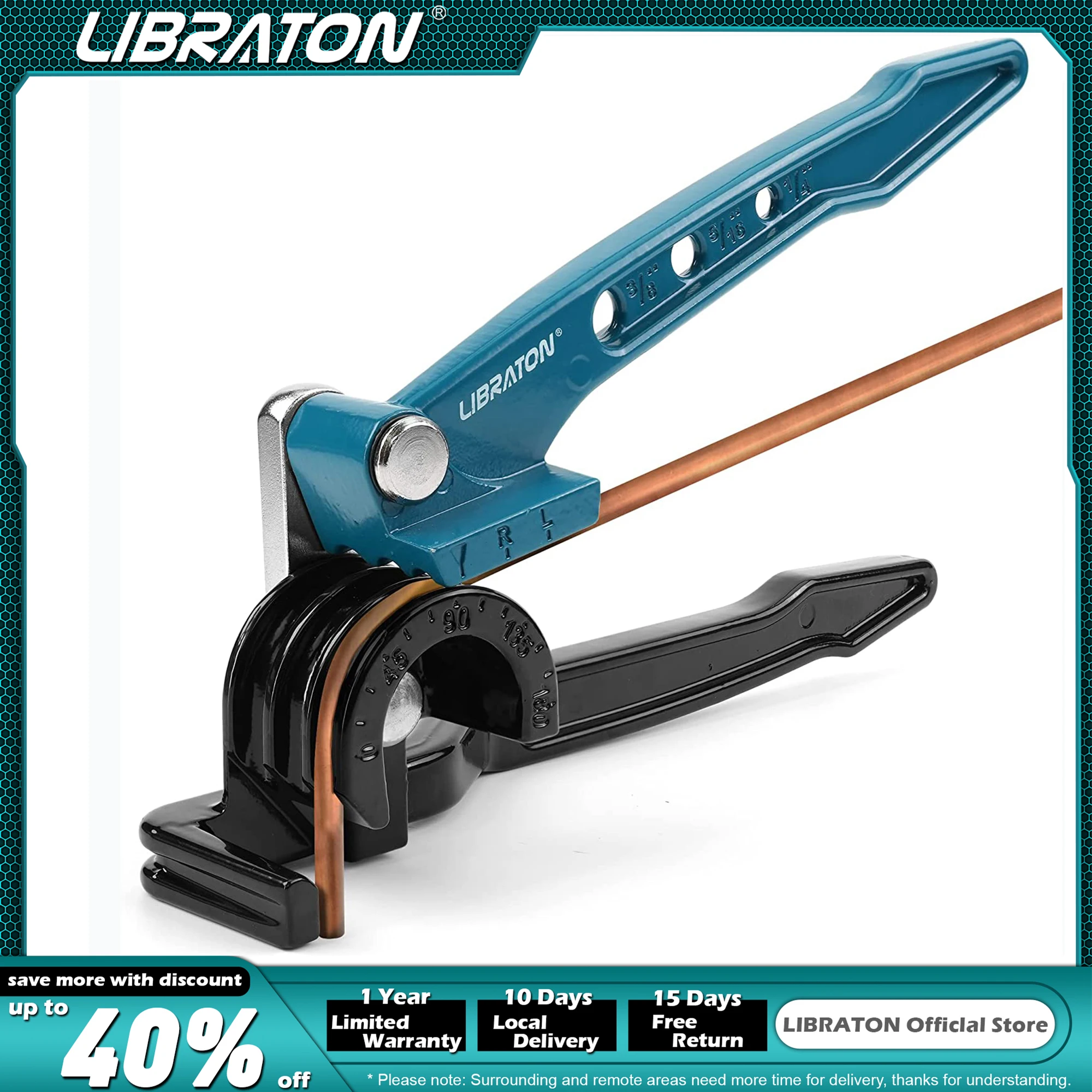 Libraton Copper Tube Bender, Tubing Bender 180°, Tube Bender 1/4\