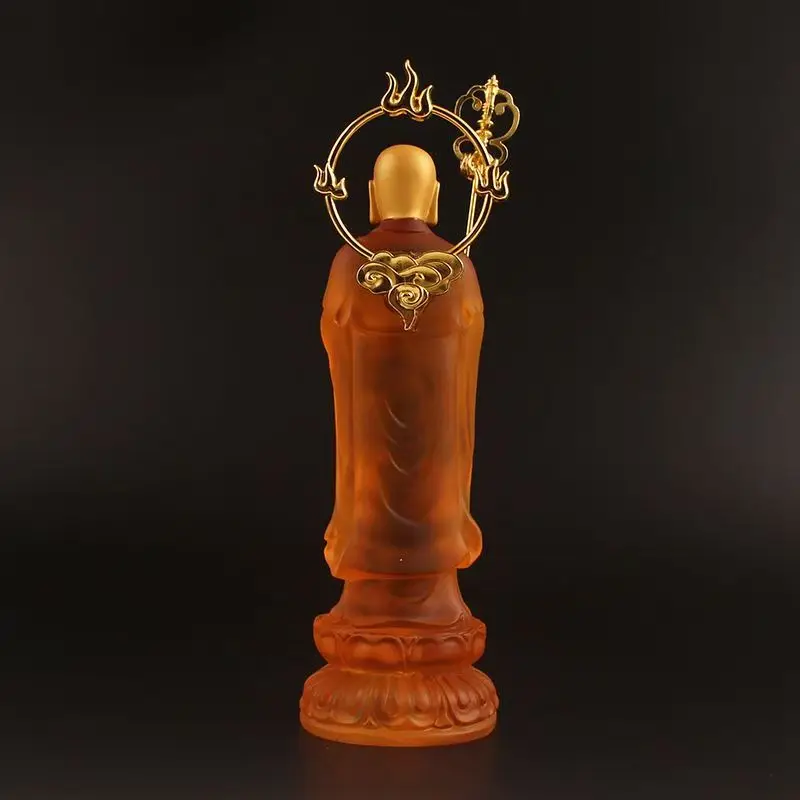 Earth Store Bodhisattva Golden Ksitigarbha Buddha Statue Resin Sculpture Peace Auspice Dizang Buddhist Figure for Home Decor
