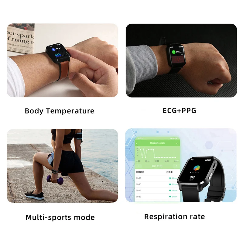 Military Smart Watch Men ECG PPG Blood Oxygen Pressure Blood Temperature Sespiration Rate Smartwatch Bluetooth for Androis IOS