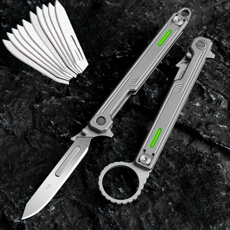 Exquisite Mini Titanium Alloy No. 60 Surgical Blade Multifunctional Outdoor Safety Tool Window Breaking Rescue Knife