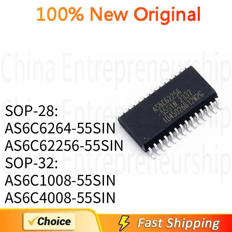 5 PCS AS6C6264-55SIN AS6C62256-55SIN SOP-28 AS6C1008-55SIN AS6C4008-55SIN SOP-32 SMD Memory IC chip 100%Quality Original