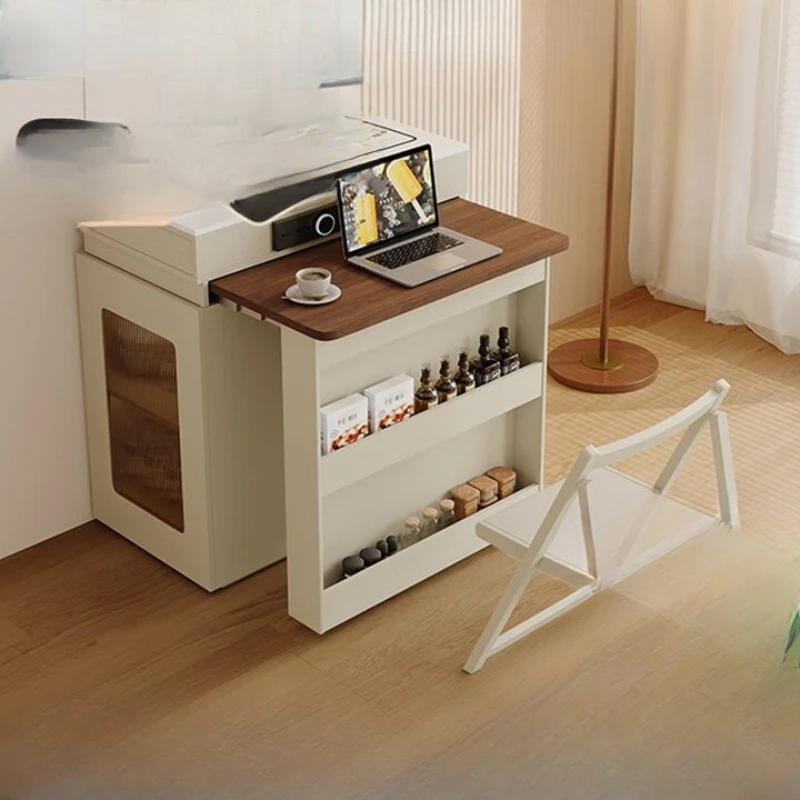 

Solid wood multi-functional integrated telescopic folding island dining table household small apartment can fully store storage