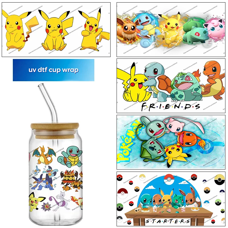 cartoon elf pattern UV DTF cup wrap For 16oz Cup Wrap Libbey Glass Plastic Can Wraps Selfadhesive Sticker Washable DIY Wraps