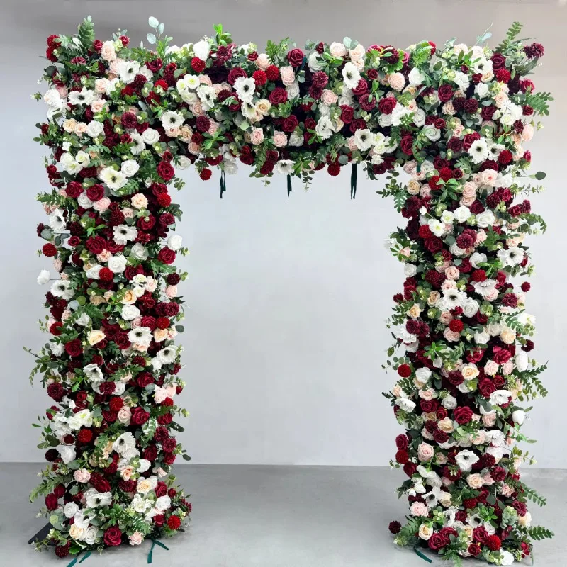 

8 футов * 8 футов индивидуальная красная свадебная арка искусственный цветок арка для свадебного украшения