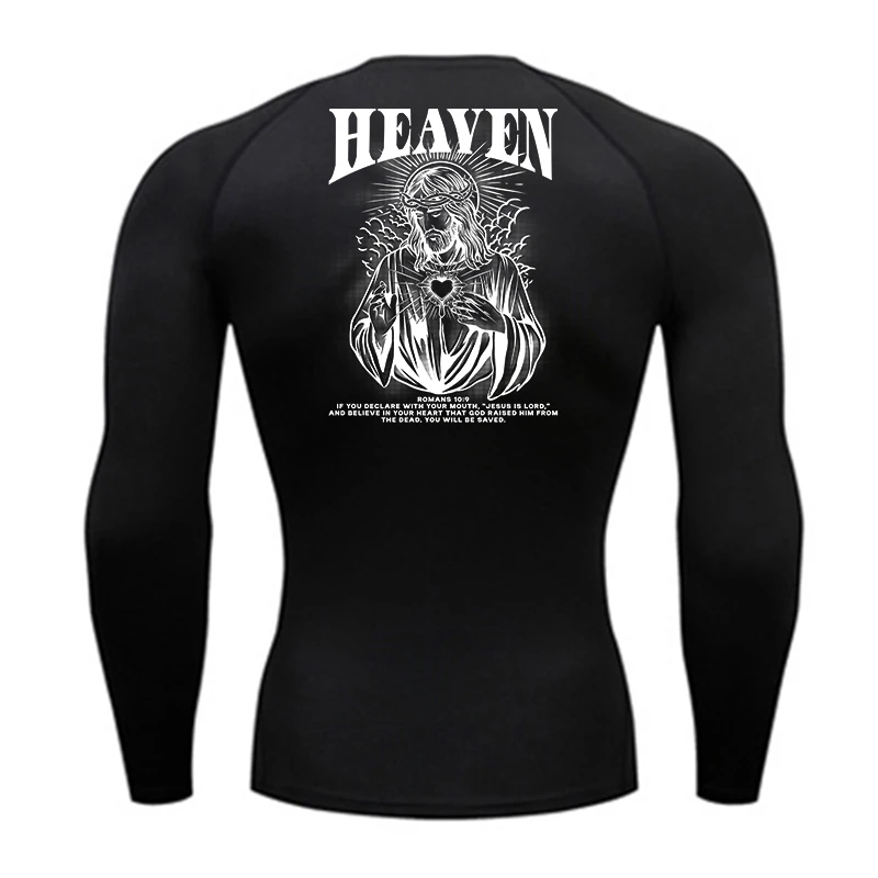 

Компрессионная рубашка с графическим рисунком для мужчин, христианская спортивная футболка для бега, топы, весенне-осенние базовые рубашки с длинными рукавами