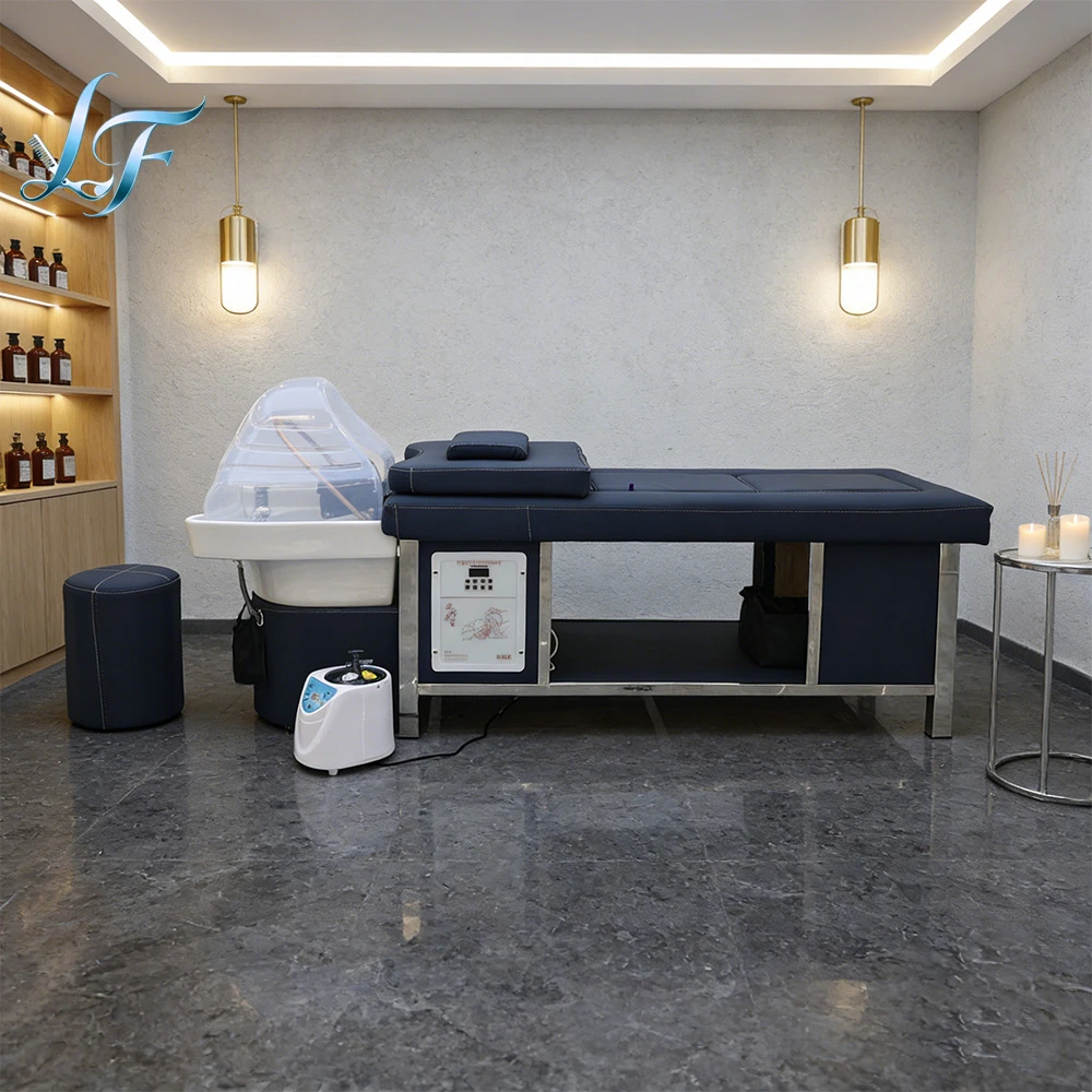 

Customized Head Spa Beds Wash Hair Moxibustion Shampoo Bed Electric Hair Salon Spa Head Bed With Steamer Durable Stable
