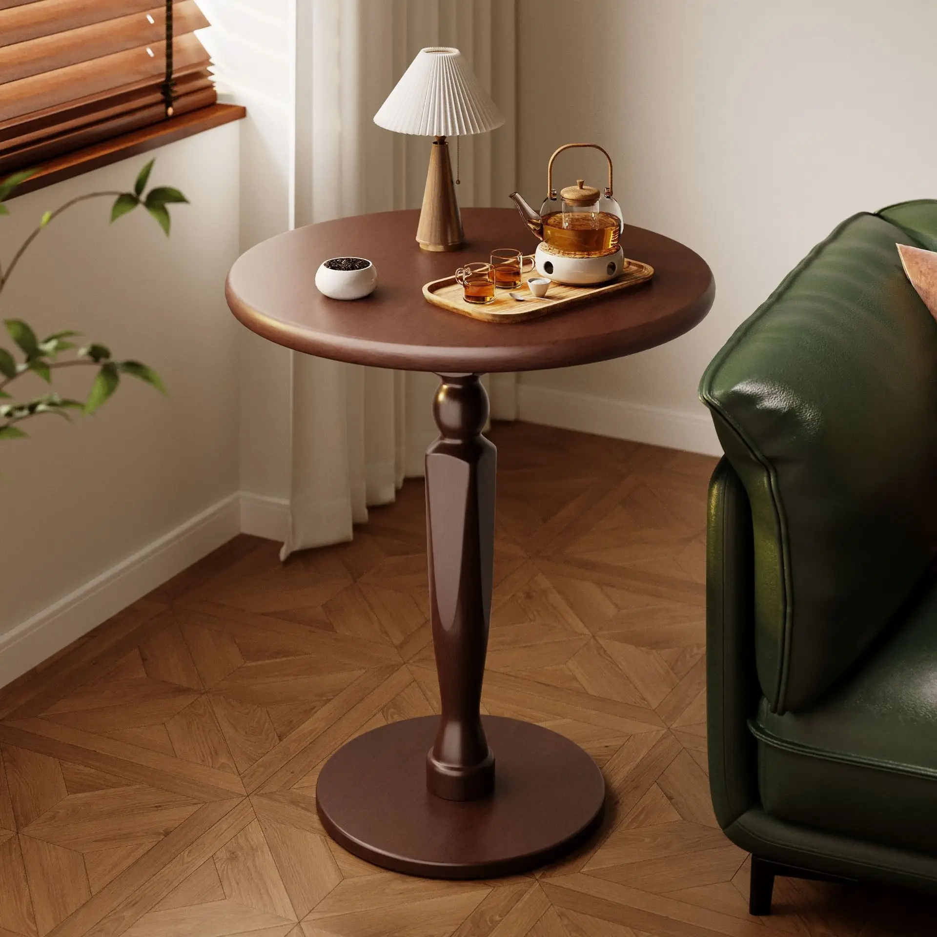 Minimalist modern living room sofa, small table, small coffee table, French balcony, round table, small side table