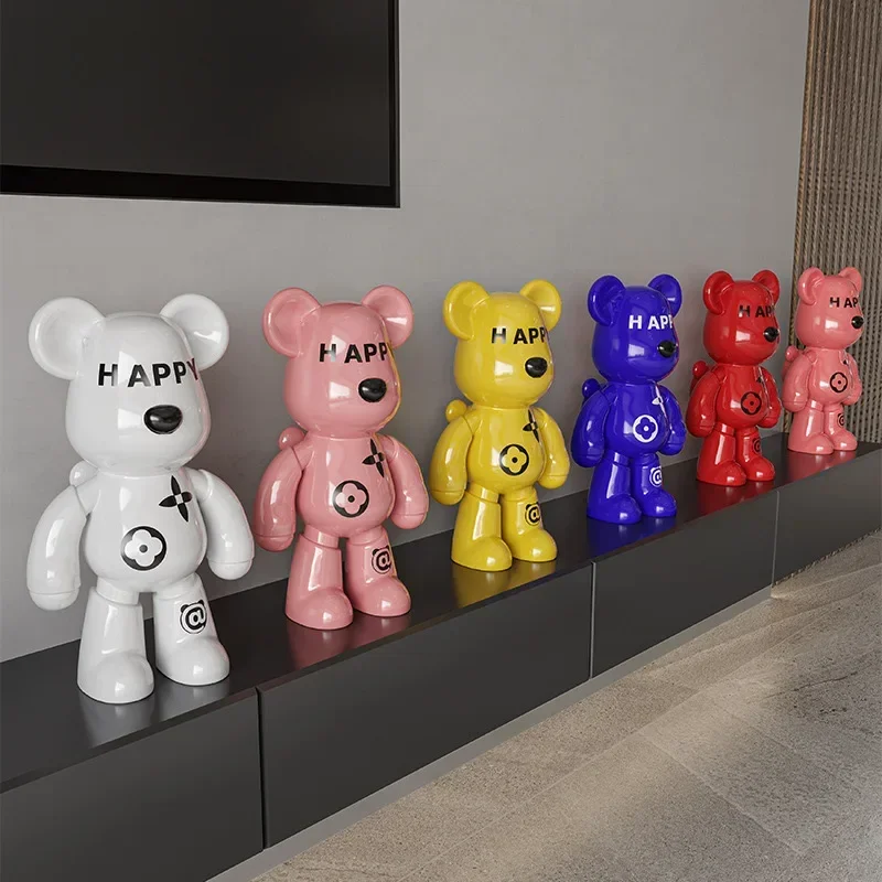 

28CM Trendy Play Mechanical Bear Brick Series Violent Bear Decoration Light Luxury High end TV Cabinet Wine Cabinet Decoration