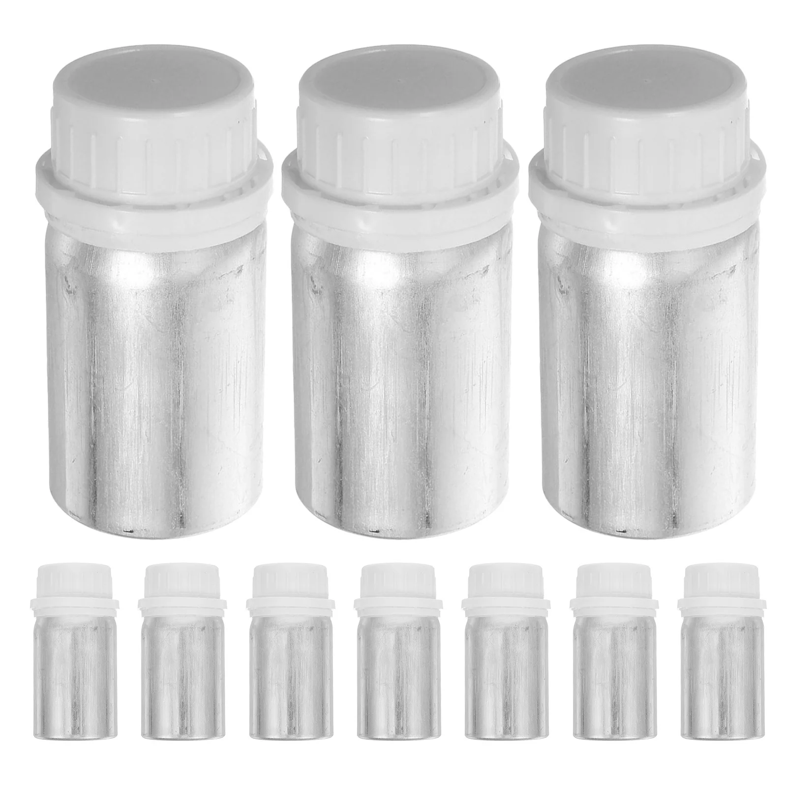 10 قطعة زجاجات عينة الألومنيوم المصقول 50 مللي غطاء برغي قوارير مضادة للسرقة مانعة للتسرب لعينة السائل الكيميائي والمعمل