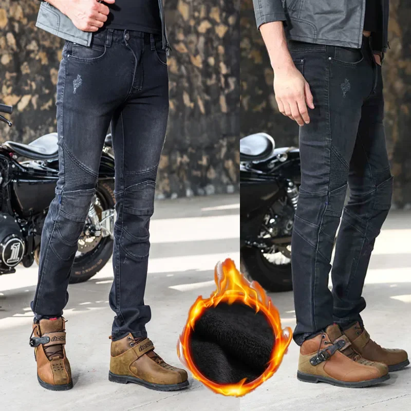 

Uglybros Winter Warm Motorcycle Pants Anti-fall Motorbike Jeans Men Outdoor Riding Safe Comfort Motocross Pants Size:28-44