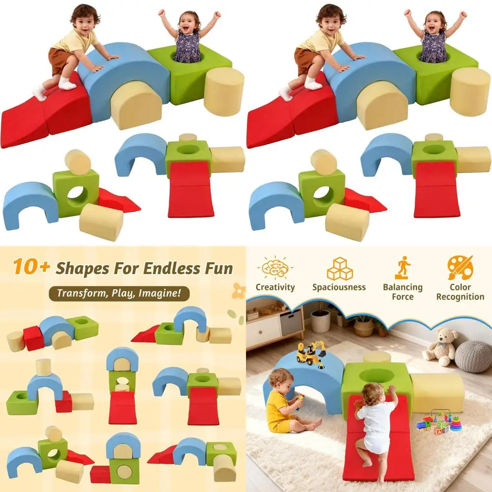 مجموعة مكعبات التسلق الإسفنجية الناعمة للأطفال الصغار: لعب داخلي مكون من 5 قطع للأعمار من 1 إلى 3 سنوات