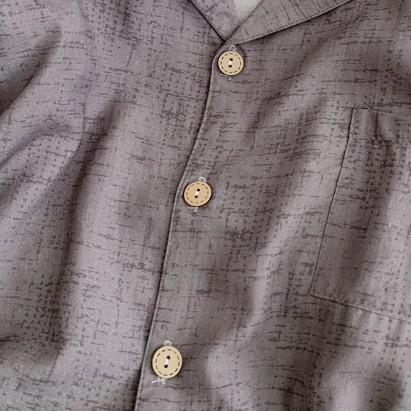 New Solid Texture Men's Cold Pajamas Casual Fashion Y2K Homewear Turn-Down Collar Short-sleeved 2 Piece Men Summer Pajama PJS