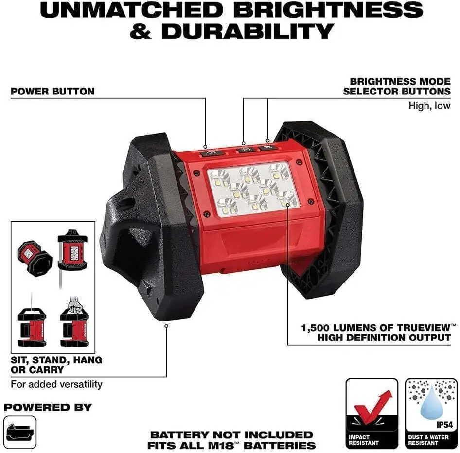 무선 LED 작업등, 컴팩트 서치 라이트, 스포트 라이트, 플래시 라이트, 서치 라이트, M18, 밀워키 2361-20 M18 용 손전등
