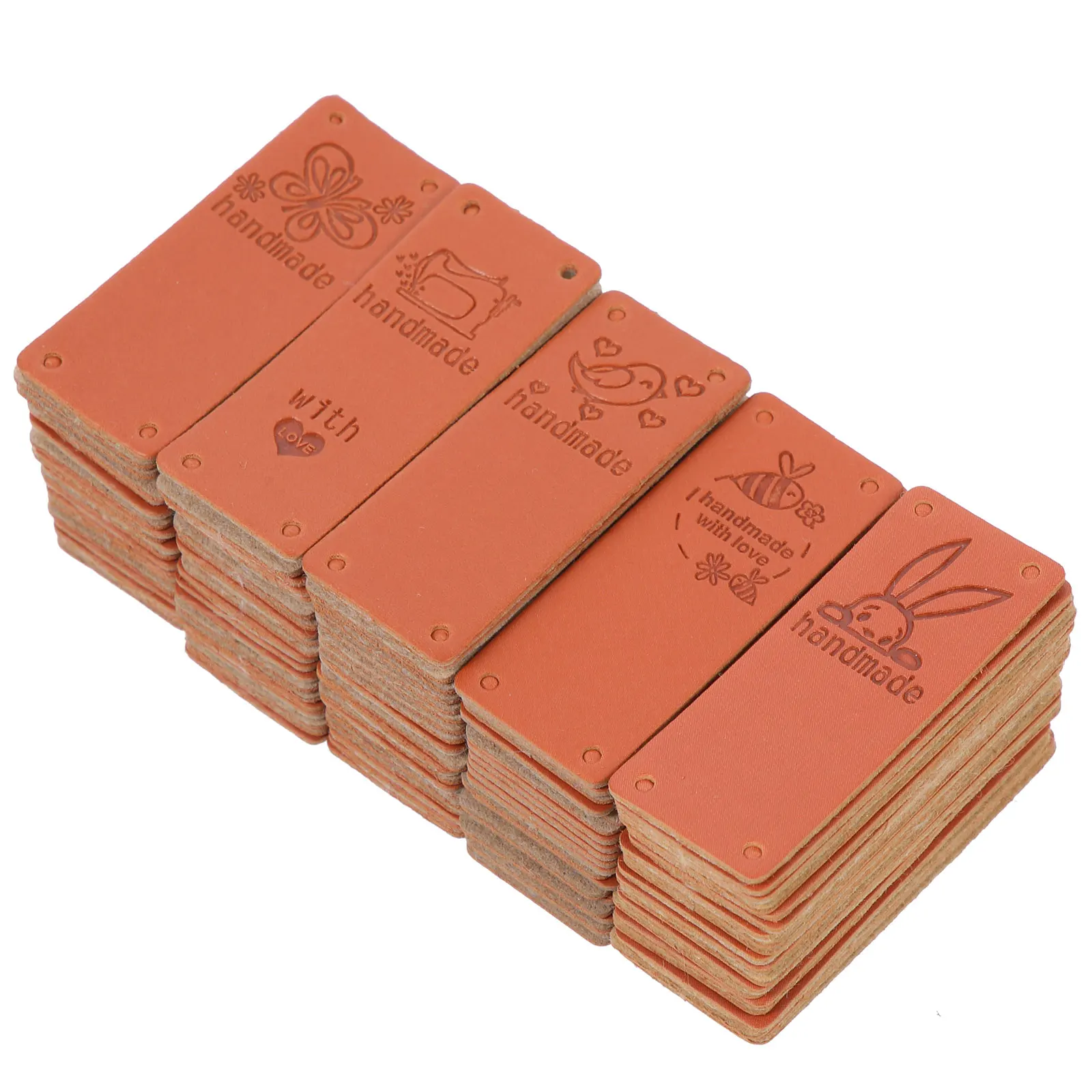 

100pcs Embossed Color Changing Tags Handmade Clothing Labels Brown Decorative Accessories DIY Jeans Bags Hats Folder Tag