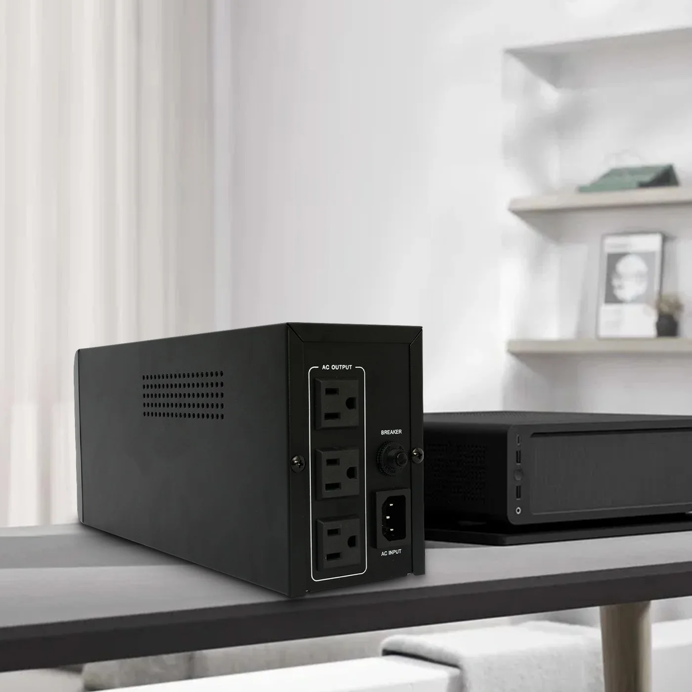 Fuente de alimentación UPS de 500VA, 300W, batería de 120V, protección contra sobretensiones con 3 salidas para ordenador doméstico y de oficina, anticortes de energía