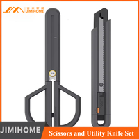 JIMIHOME Scissors and Utility Knife Set Adjustable Protective Sheath Precision Light Duty Office Resist Rusting Tool
