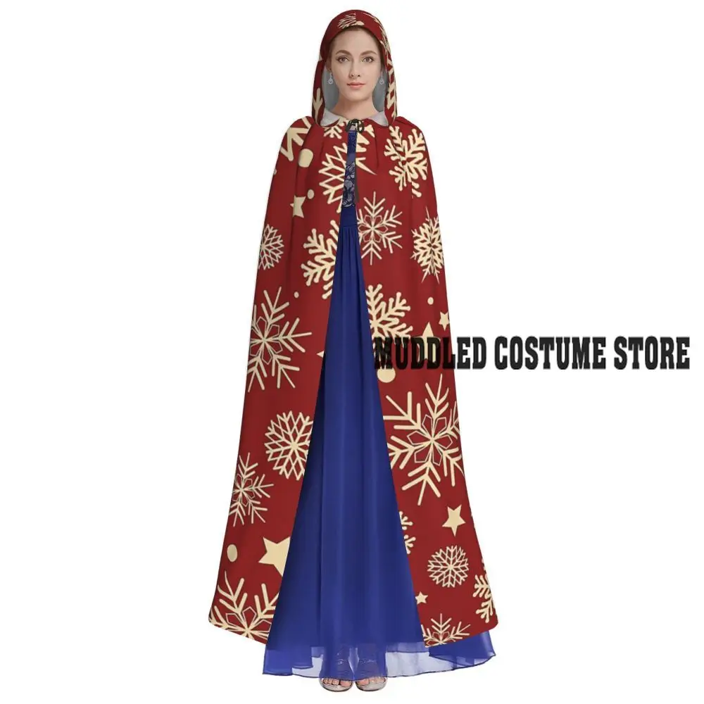 Weihnachten Schneeflocke Langer Kapuzenumhang Hexe Mittelalter Kostüm Cosplay Umhang Halloween Mantel Erwachsene Unisex