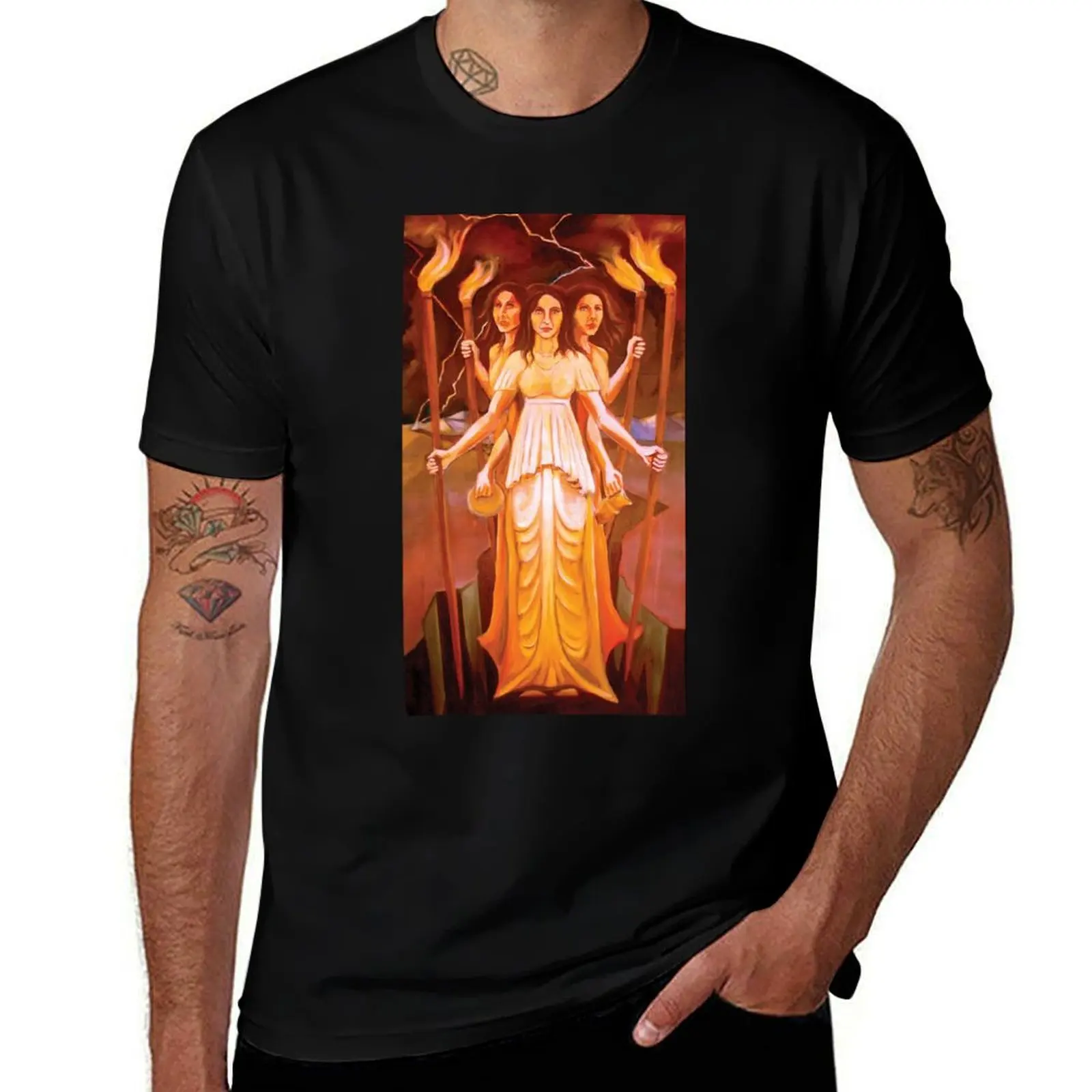Hekate in Red T-Shirt Big and Tall Basic Tee Shirt T-Shirt