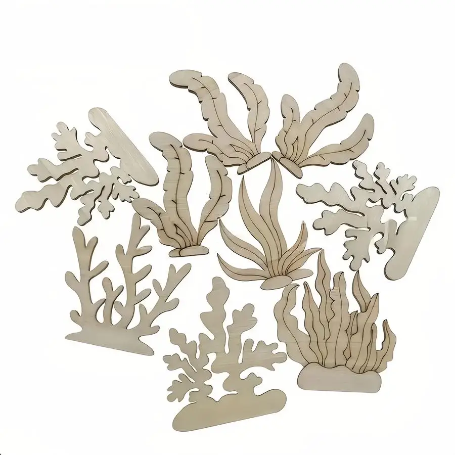 1/5/10/20/50/100pcs Items, Seaweed and Coral Wood Pieces for Painting—Modern Style, Versatile Home Decor Ornaments for Birthdays