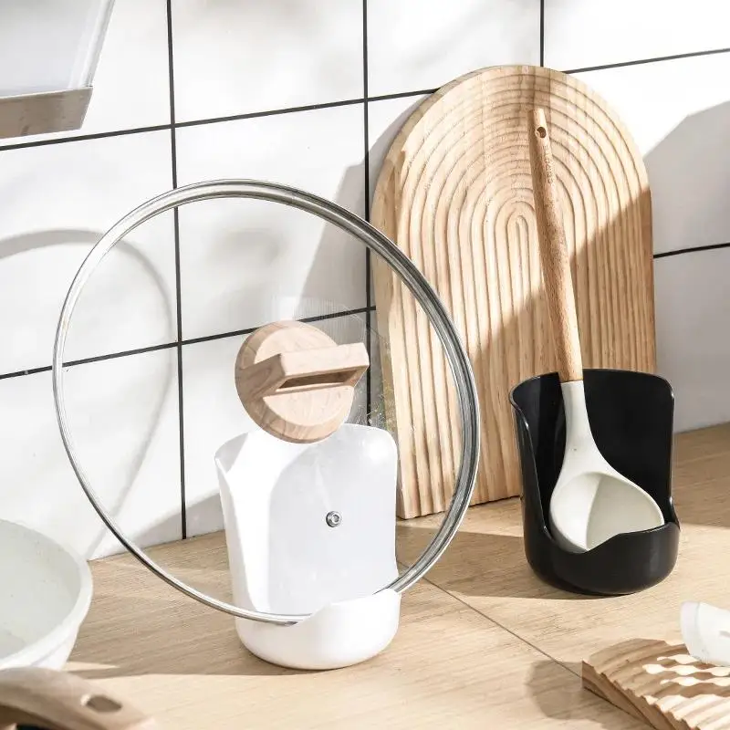 Heat Resistant Non-Slip Ceramic Pot Lid Rack Cream Style Minimalist Spatula Rest Holder for Home Cooks Gift