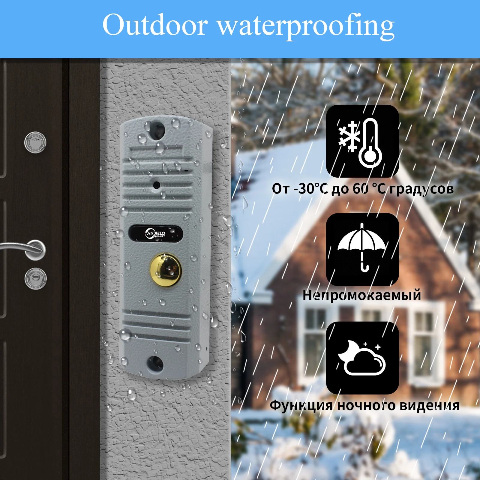 Video Intercom 7 Inch System Outdoor Metal Doorbell Waterproof Cold Resistan Video Door Phone for Home Night Vision Lock Unlock