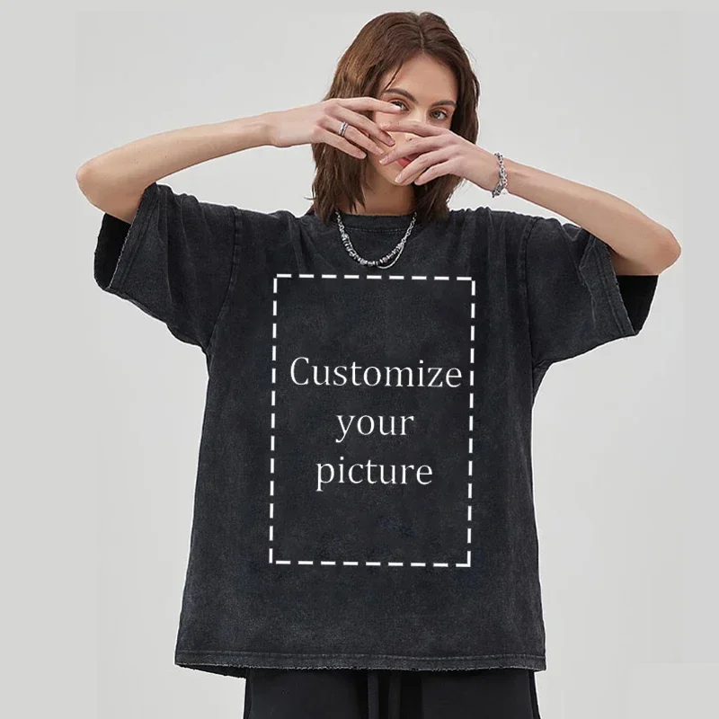 

Hotsale DIY Custom T shirts Vintage Washed T Shirt Men Women Oversize Streetwear Short Sleeve Customized Tops Cotton Tees Unisex