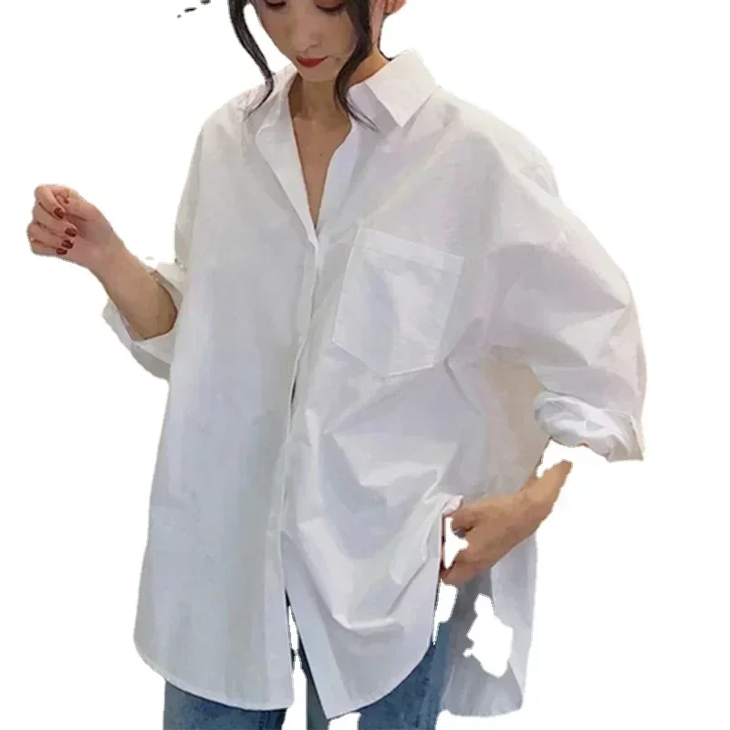 New Fashion 2024 Spring Women Shirts Cotton White Blouse Woman Femme Long Sleeve Loose Women Clothing Tops Casual Blusas 11456