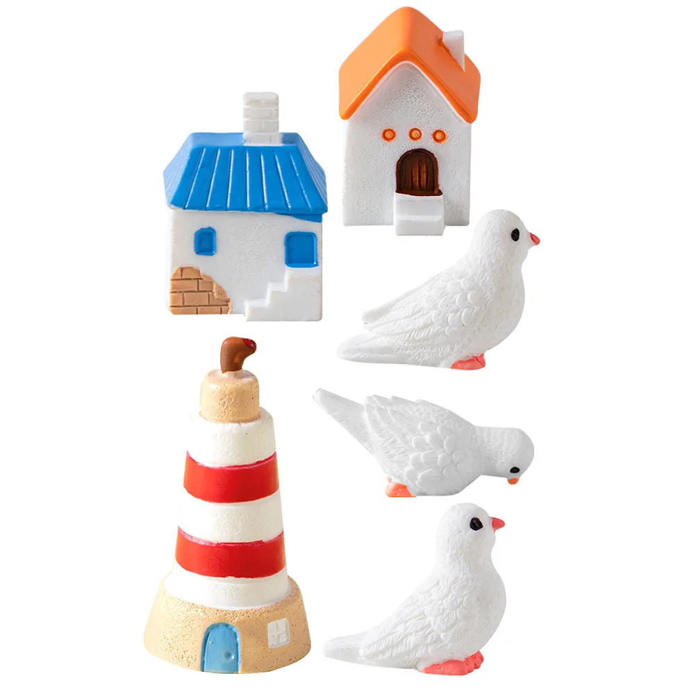 1 set di mini statua da giardino con piccione in resina per decorazioni per interni ed esterni, micro modelli di case paesaggistiche, decorazione da cortile, statua di piccione