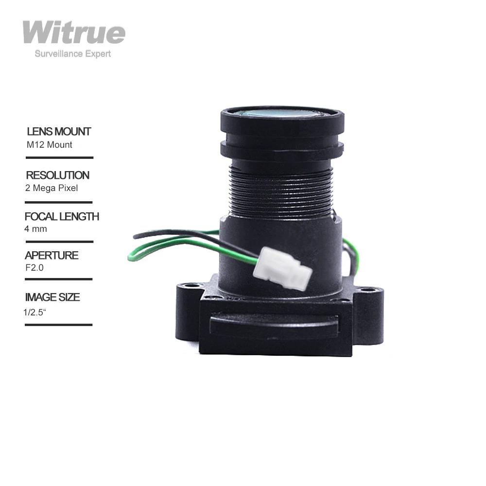 Witrue Camera Lens CCTV 2MP 1080P 4mm M12 Mount Aperture F2.0 with IR Cut for Surveillance Security Cameras