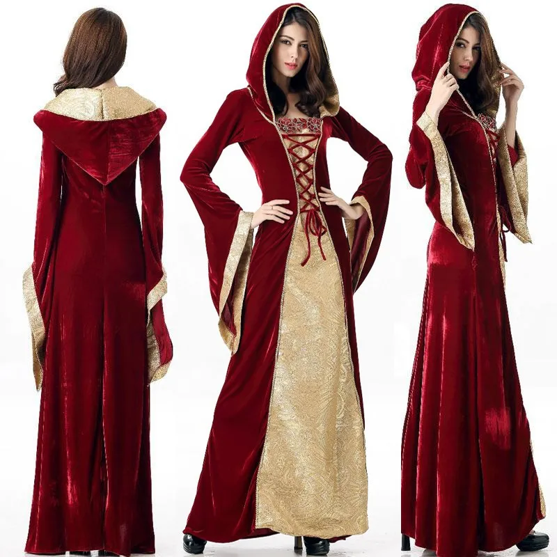 

Adult Women's Halloween Costume Medieval Retro Court Princess Skirt Cospaly Masquerade Performance Clothes Ethnic Stage Outfits
