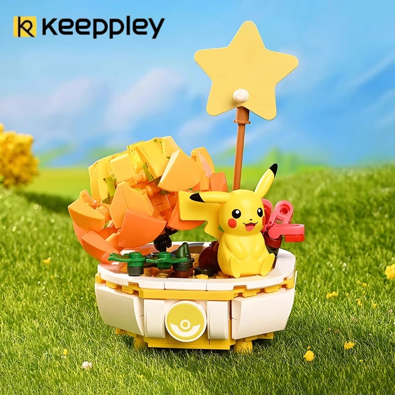 

Keeppley Pokemon Building Block Decorative Pikachu Squirtle Model Toy Home Decoration Plant Potted Flower Brick Toys Child Gift