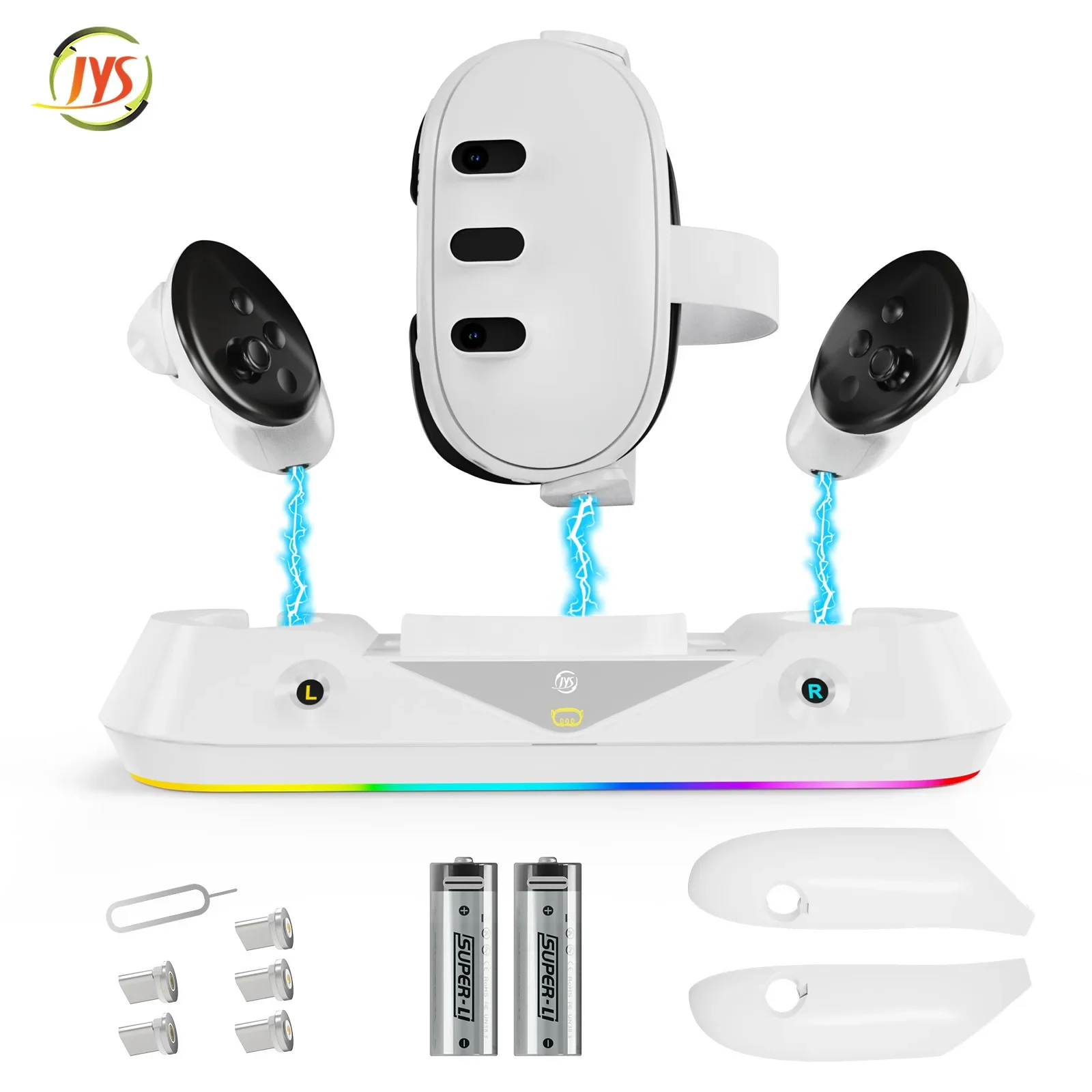 لـ Meta Quest3 VR Glasses Grip قاعدة شحن مغناطيسية مجموعة ملحقات التيار الزائد وحماية الدائرة العملية والمتينة