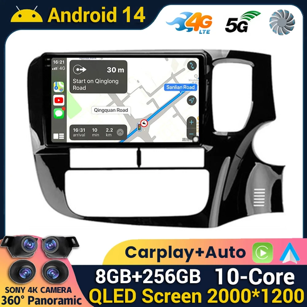 

Android 14 Carplay Auto For Mitsubishi Outlander 3 GF0W GG0W 2012 - 2018 Car Radio Multimedia Video Player Navigation Head Unit