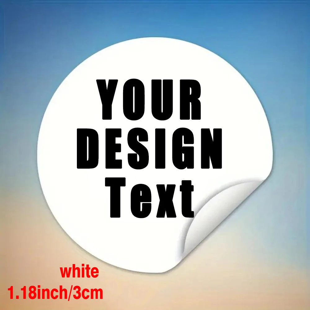 Customizable Round Stickers White - Durable Waterproof Labels for Promotional Events & Corporate Gifts DESIGN YOUR Text