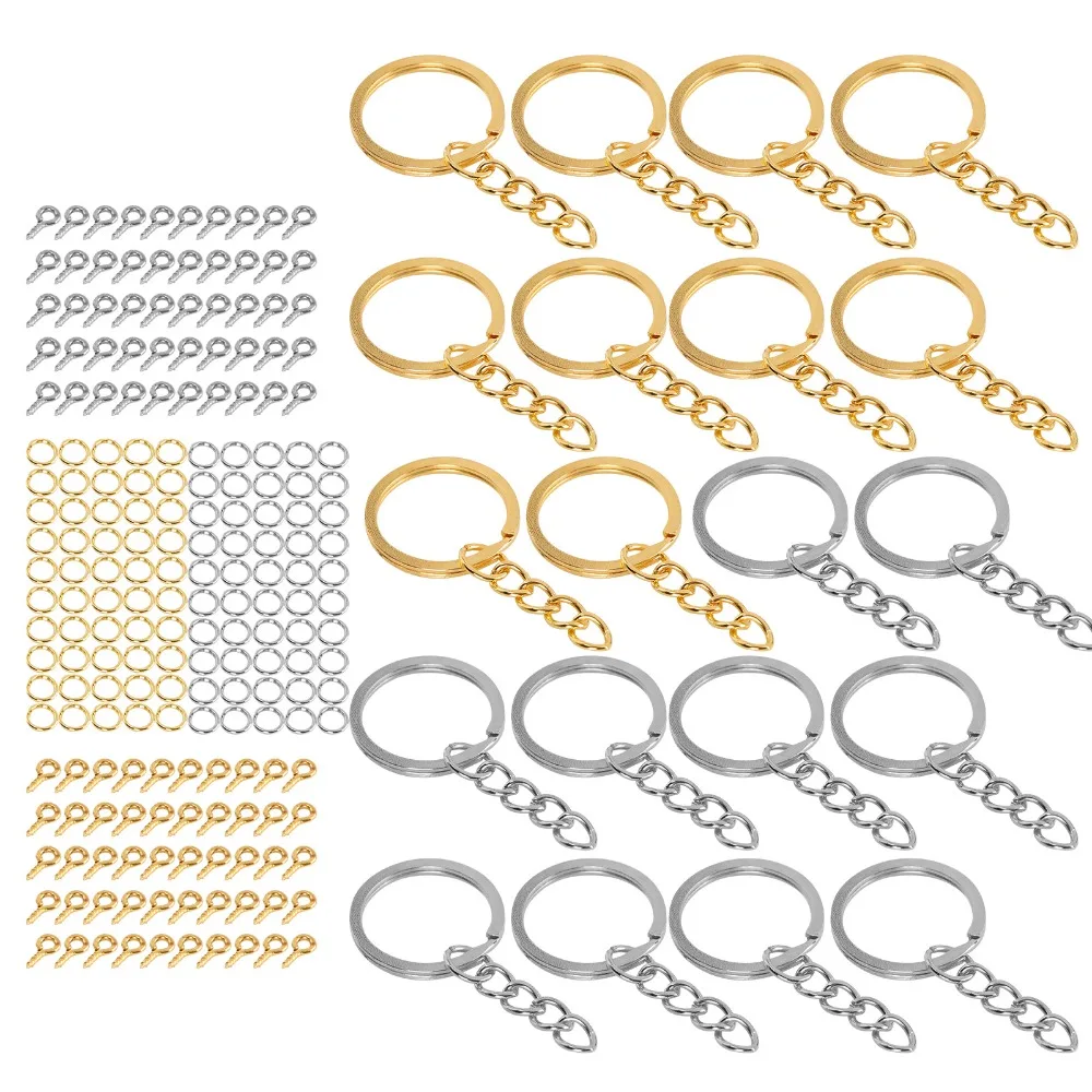 

220pcs Jewelry Tools Gold Split Keychain Rings Silver Circle DIY Keychain Rings Keychain Rings Kit Craft Decoration