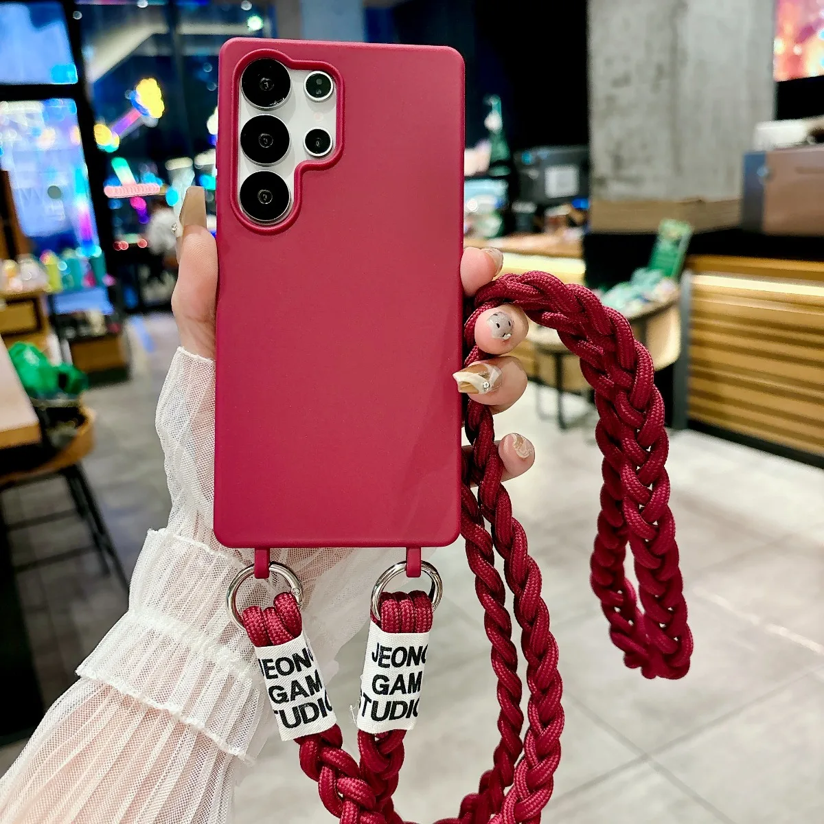 For Samsung Galaxy S25 S26 Ultra Silicone Soft Phone Case S24 S23 FE S22 Plus A57 A37 A17 A07 A56 A36 A16 Crossbody Strap Cover