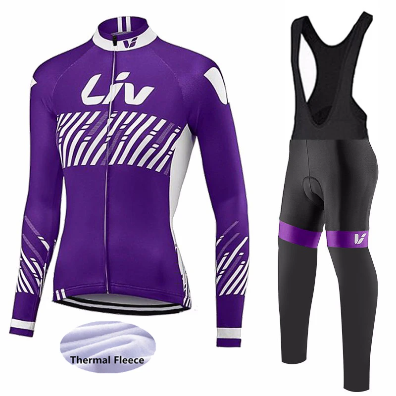 2024 Liv Bike Women\'s Fleece Long Sleeved Set, Comfortable And Warm Outdoor Mountain Bike Women\'s Winter Cycling Clothes