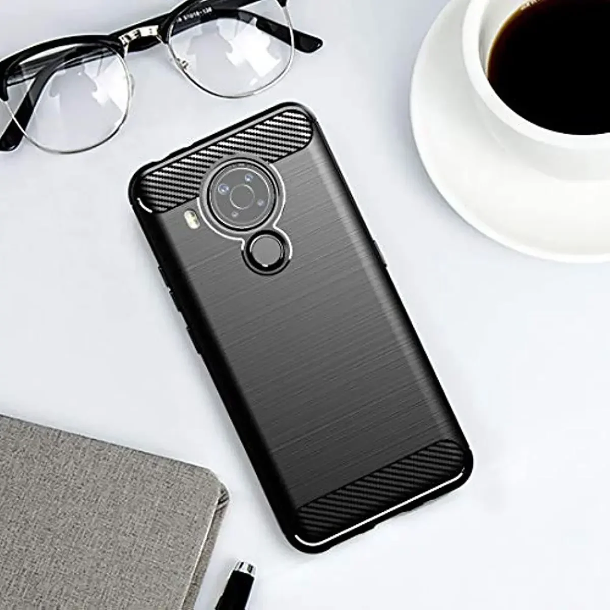 TPU Brushed Case for Nokia 5.4 / Nokia 5.1 / 5.3 / 5.1 Plus Soft Silicon with Texture Carbon Fiber Design Cover