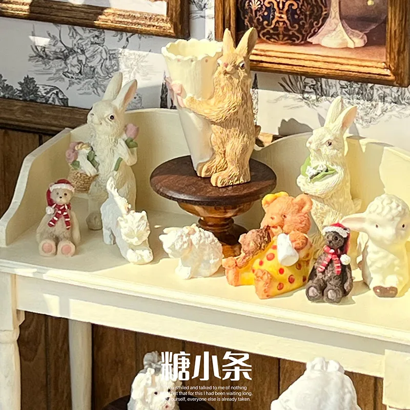 Bjd Ob11 Gsc Blyth Lol 미니 모델 인형 집 가구 액세서리 빈티지 식료품 점 토끼 꽃병 양고기 곰 고양이 개 물고기 탱크