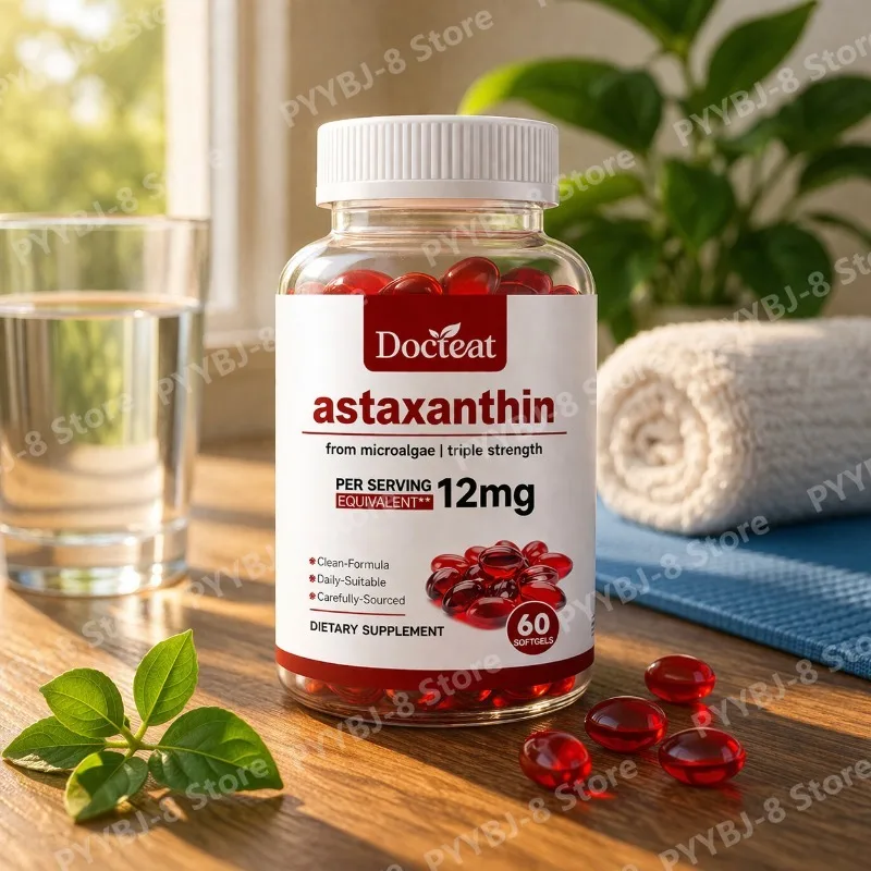 Astaxanthin Capsule 60 Softgels Daily Care Supplement with 12mg Astaxanthin Support Skin Eye Joint and Immune System Health