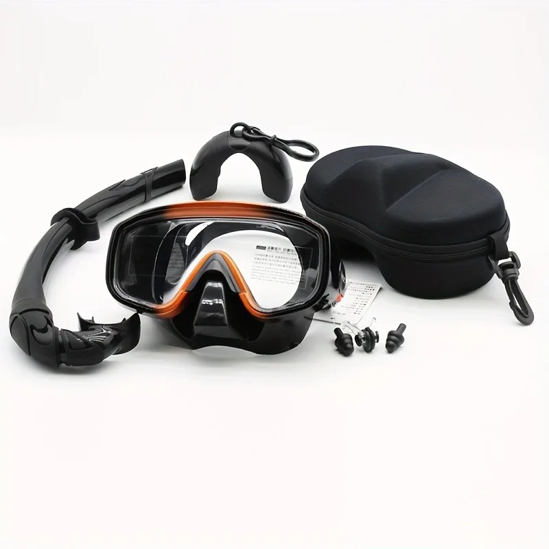 Large Frame Scuba Diving Mask Tempered Glass Mask Wet Snorkel Snorkeling Set Diving Goggles Waterproof Anti-Fog Deep